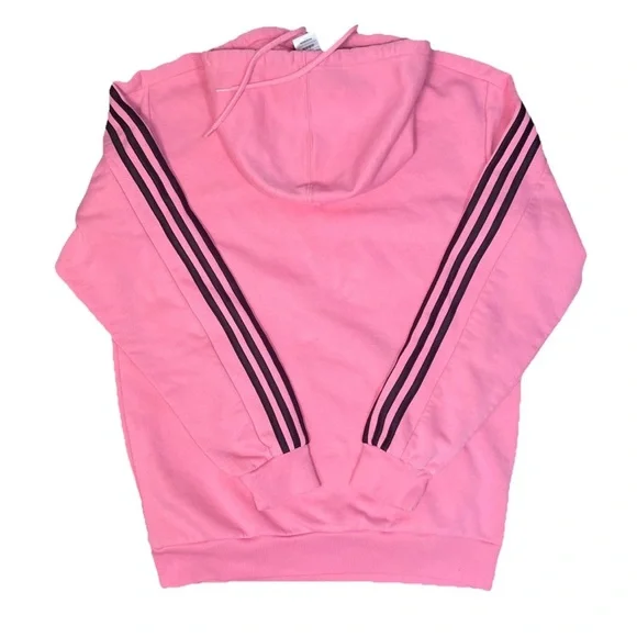 adidas 3 Stripes Fleece Hoodie Mens Size Medium Pink Black Embroidered Logo - Picture 5 of 5